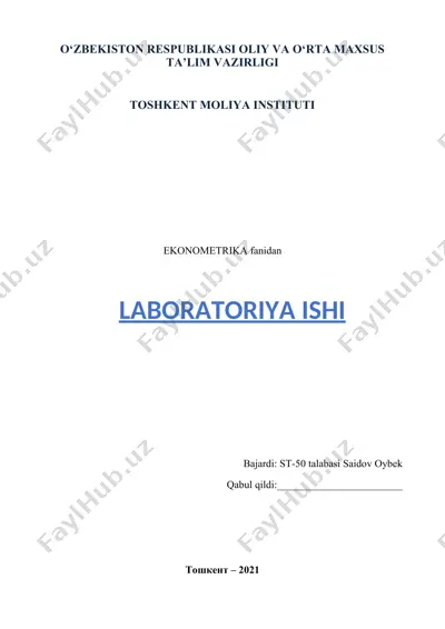 ko’p omilli ekonometrik tahlil 2-laboratoriya ishi — DOCX