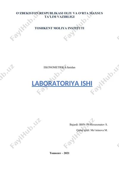ko’p omilli ekonometrik tahlil 2-laboratoriya ishi — DOCX