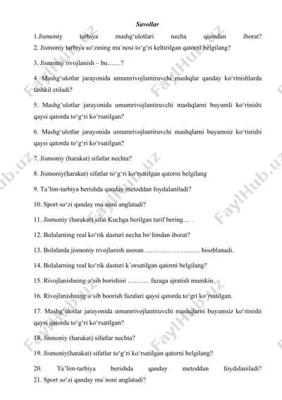 jismoniy tarbiya mashg‘ulotlari — DOCX