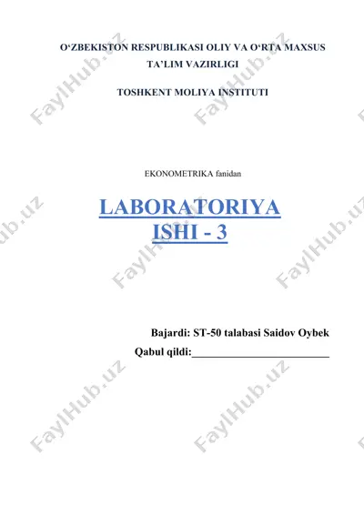 vaqt seriyali modelni tuzish — DOCX