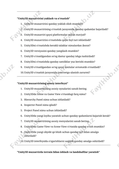 unity3d muxarririni yuklash va o'rnatish — DOCX