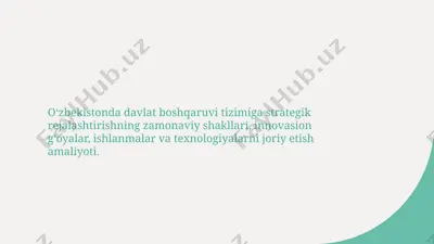 davlat boshqaruvi tizimiga strategik rejalashtirishning zamonaviy shakllari — PPTX