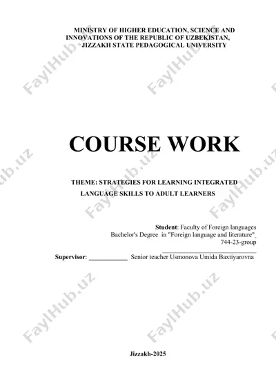 strategies for learning integrated language skills to adult learners — DOCX
