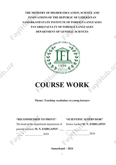 course work: teaching vocabulary to young learners — DOCX