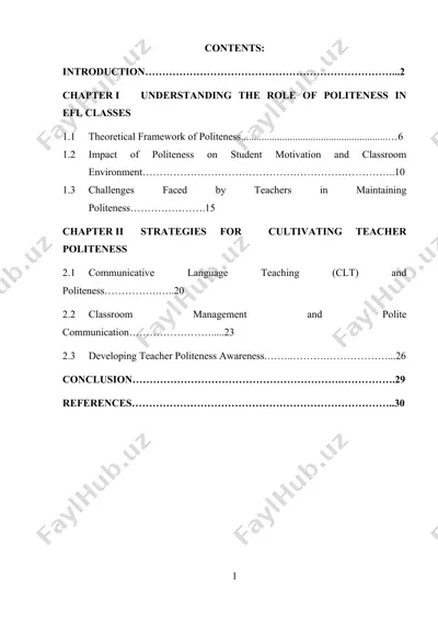 the role of politeness in efl classes — DOCX