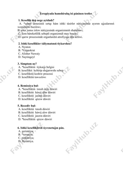 terapiyada hamshiralıq isi páninen testler — DOCX