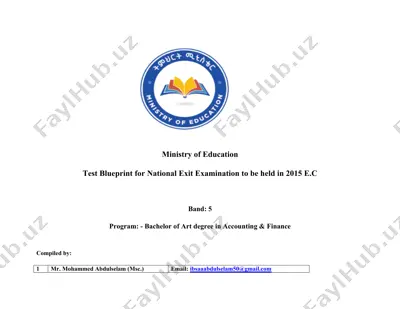 national exit examination test blueprint for bachelor of art degree in accounting & finance — DOCX