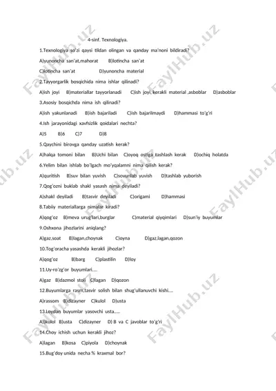4-sinf. texnologiya — DOCX