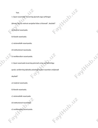 iqtisodiy nazariyalar va nazariy iqtisodiyot — DOCX