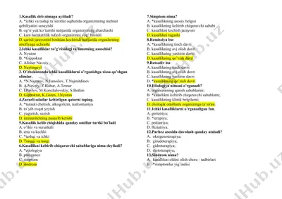 ichki kasalliklar savollar — DOCX