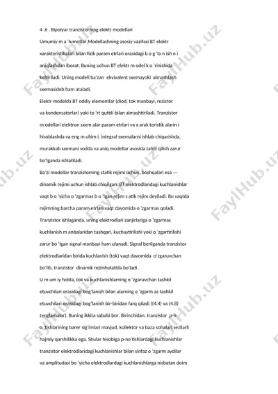 bipolyar tranzistorning elektr modellari — DOCX