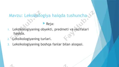 leksikologiya haiqda tushuncha — PPTX
