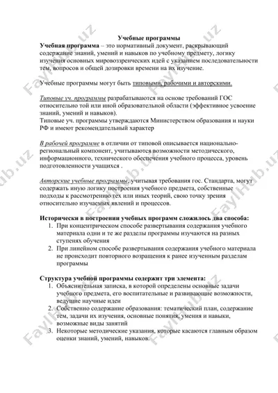 учебные программы — DOCX