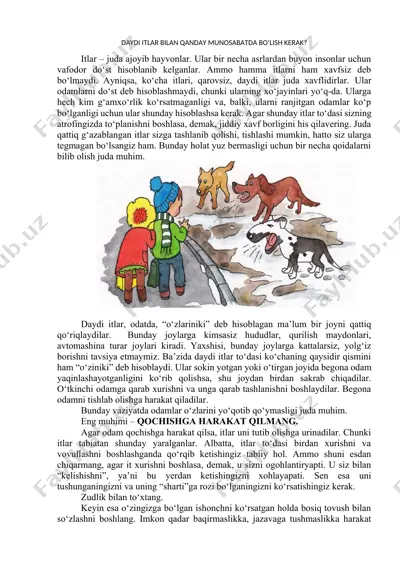 daydi itlar bilan qanday munosabatda bo‘lish kerak? — DOCX