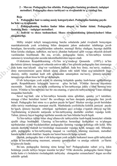 pedagogika fan sifatida — DOCX