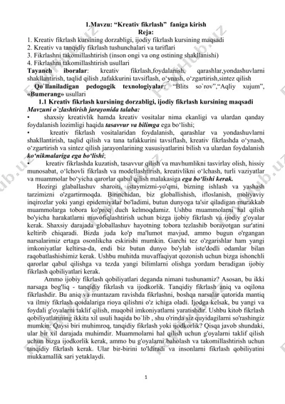"kreativ fikrlash" — DOCX