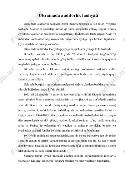 ukrainada auditorlik faoliyati — DOCX