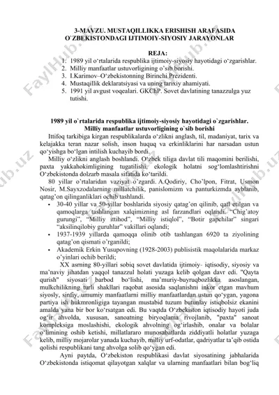 mustaqillikka erishish jarayonlar — DOCX