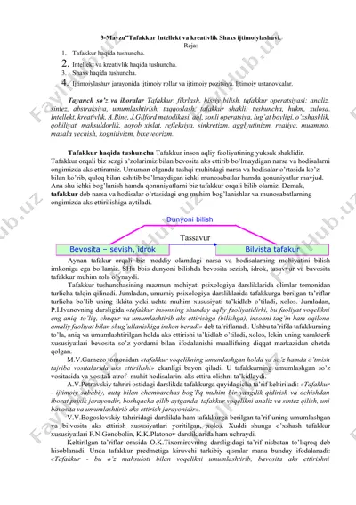 tafakkur intellekt va kreativlik shaxs ijtimoiylashuvi — DOCX