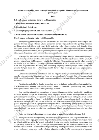 guruh va jamoa psixologiyasi — DOCX