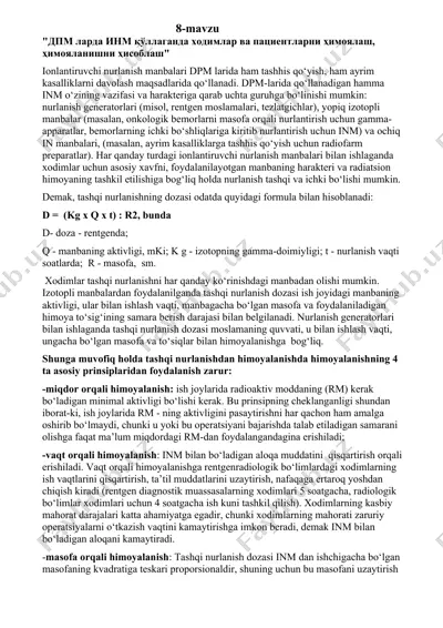 ionlantiruvchi nurlanish manbalari — DOCX