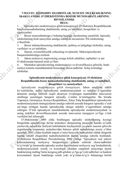 iqtisodiyotni modernizasiya qilish konsepsiyasi — DOCX
