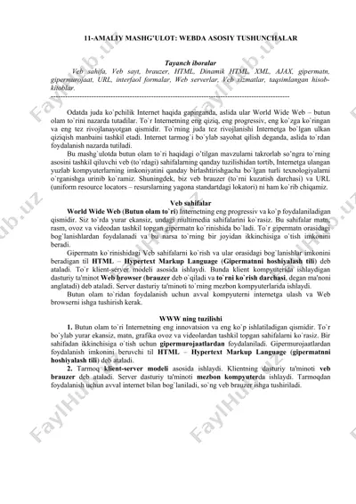amaliy mashg'ulot: webda asosiy tushunchalar — DOCX
