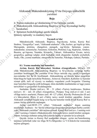 aleksandr makendonskiyning o‘rta osiyoga istilochilik yurishlari — DOCX