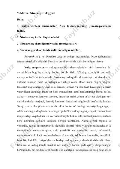 nizolar psixologiyasi — DOCX