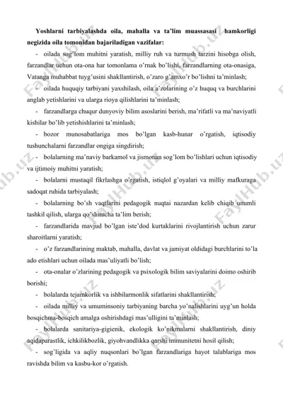 yoshlarni tarbiyalashda oila, mahalla va ta'lim muassasasi hamkorligi — DOCX