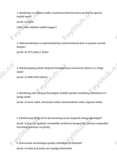 marketing va reklama milliy uyushmasi birinchi marta qachon va qaerda tashkil topdi? — DOCX