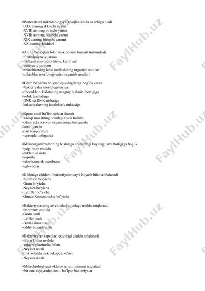 paster davri mikrobiologiya rivojlanishida uz ichiga oladi — DOCX