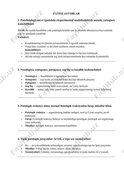 bemorlikni tashqi tekshirish usullari — DOCX