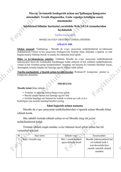 avtomatik boshqarish uchun mo’ljallangan kompyuter sistemalari — DOCX