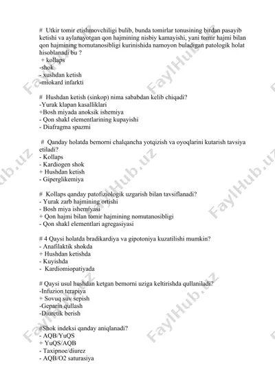 tomir hajmi va qon hajmining nomutanosibligi — DOCX