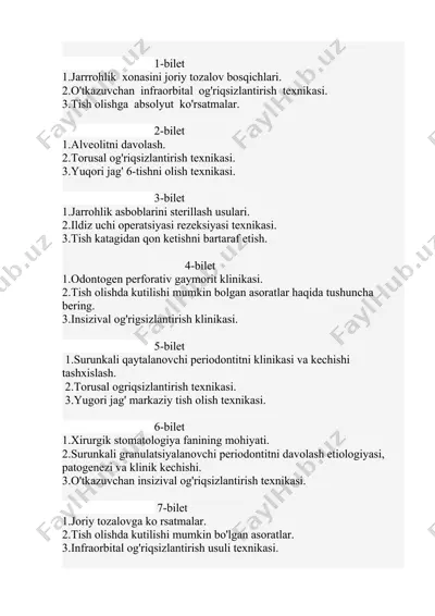 jarrrohlik xonasini joriy tozalov bosqichlari — DOCX