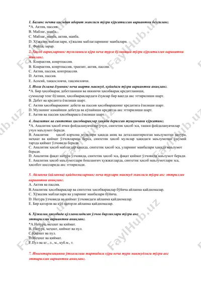 bukhgalteriya test — DOCX