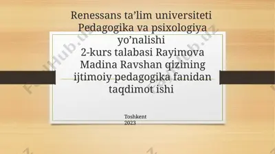 ijtimoiy ishning o'ziga xosliklari — PPTX