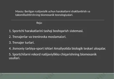 harakatlarni tashqi boshqarish sistemasi — PPTX