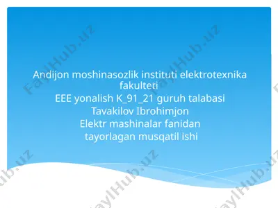 momentlar va elektr yurituvchi kuchlarining muozanat tenglamasi — PPTX