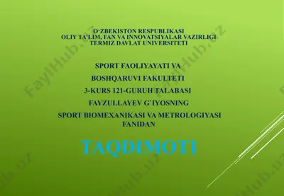 sport biomexanikasi va metrologiyasi — PPTX