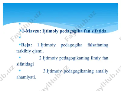 ijtimoiy pedagogika fan sifatida — PPTX