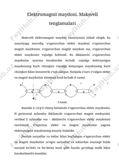elektromagnit maydoni. maksvell tenglamalari — DOC