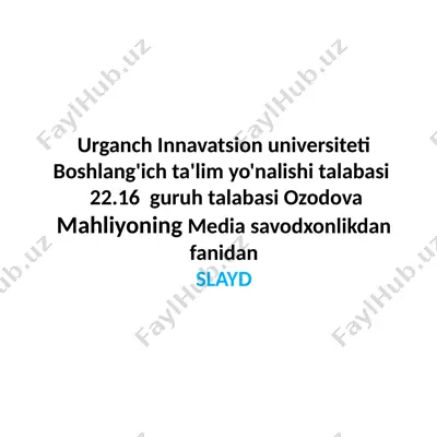 ommaviy axborot vositalarining raqobatbardoshligini oshirish muammolari — PPTX
