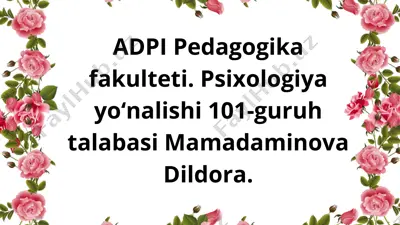 shaxs xususiyatlari haqidagi tasavvur talqini — PPTX