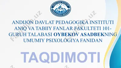 ilk o'spirinlik va yoshlik davrida psixik rivojlanish xususiyatlari — PPTX