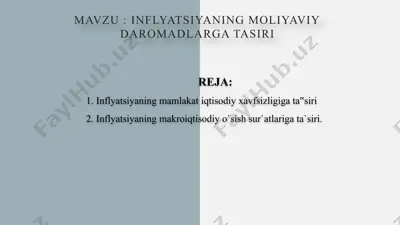 inflyatsiyaning moliyaviy daromadlarga tasiri — PPTX