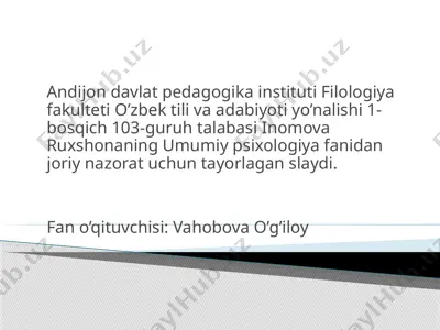 umumiy psixologiya slaydi — PPTX