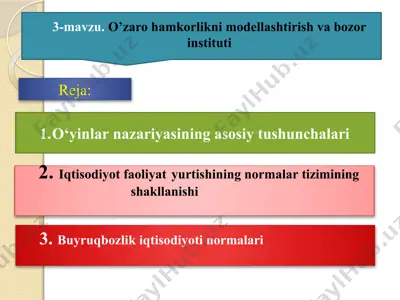 o‘yinlar nazariyasining asosiy tushunchalari — PPTX