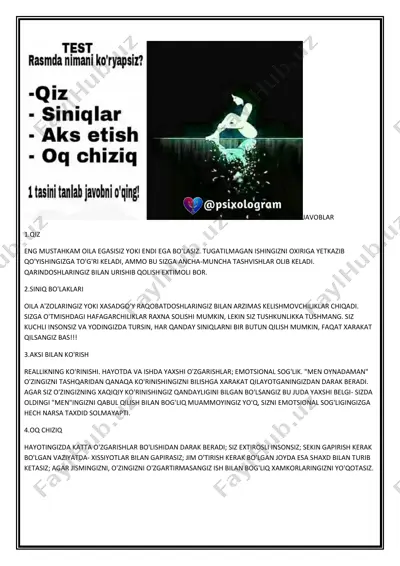 psixologik tartibot va o'z bilan urish — PDF